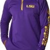 Jackets * | Columbia Men'S Lsu Tigers Purple Pfg Terminal Tackle Quarter-Zip Pullover Shirt