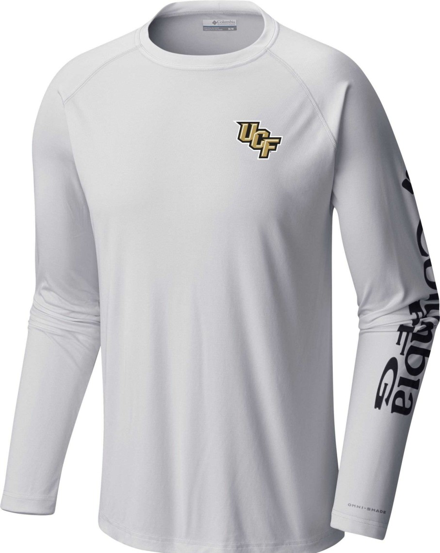 Shirts * | Columbia Men'S Ucf Knights White Terminal Tackle Long Sleeve T-Shirt