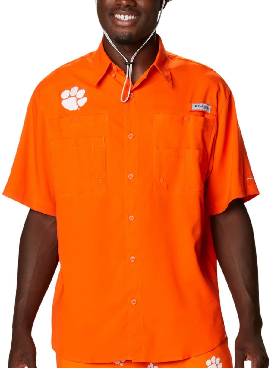 Shirts * | Columbia Men'S Clemson Tigers Orange Tamiami Performance Shirt