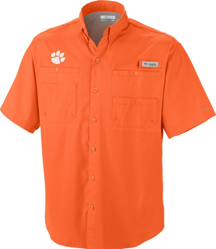 Shirts * | Columbia Men'S Clemson Tigers Orange Tamiami Performance Shirt