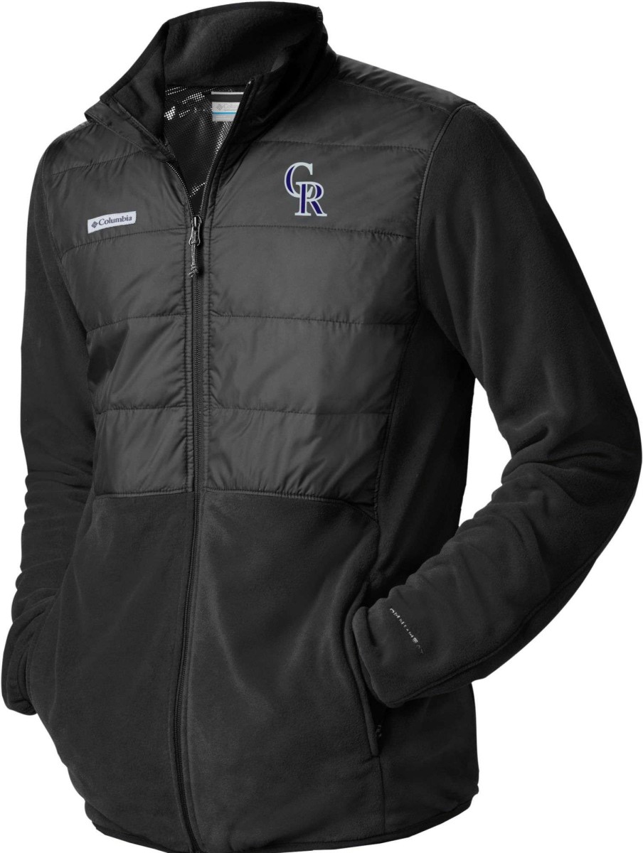 Jackets * | Columbia Men'S Colorado Rockies Black Full-Zip Fleece Jacket