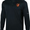 Shirts * | Columbia Men'S Baltimore Orioles Black Pin High Long Sleeve Polo