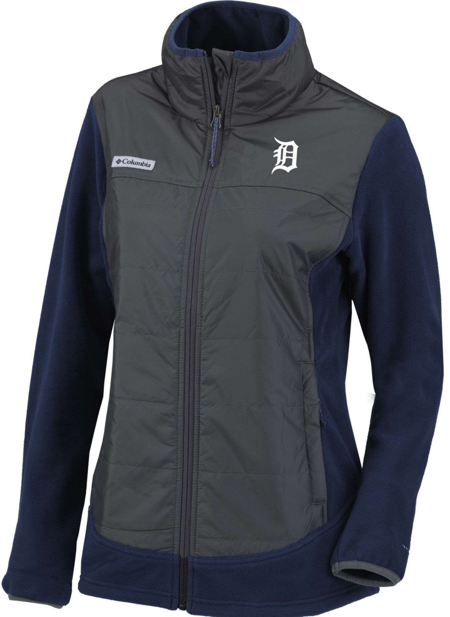 Jackets * | Columbia Women'S Detroit Tigers Navy Full-Zip Fleece Jacket