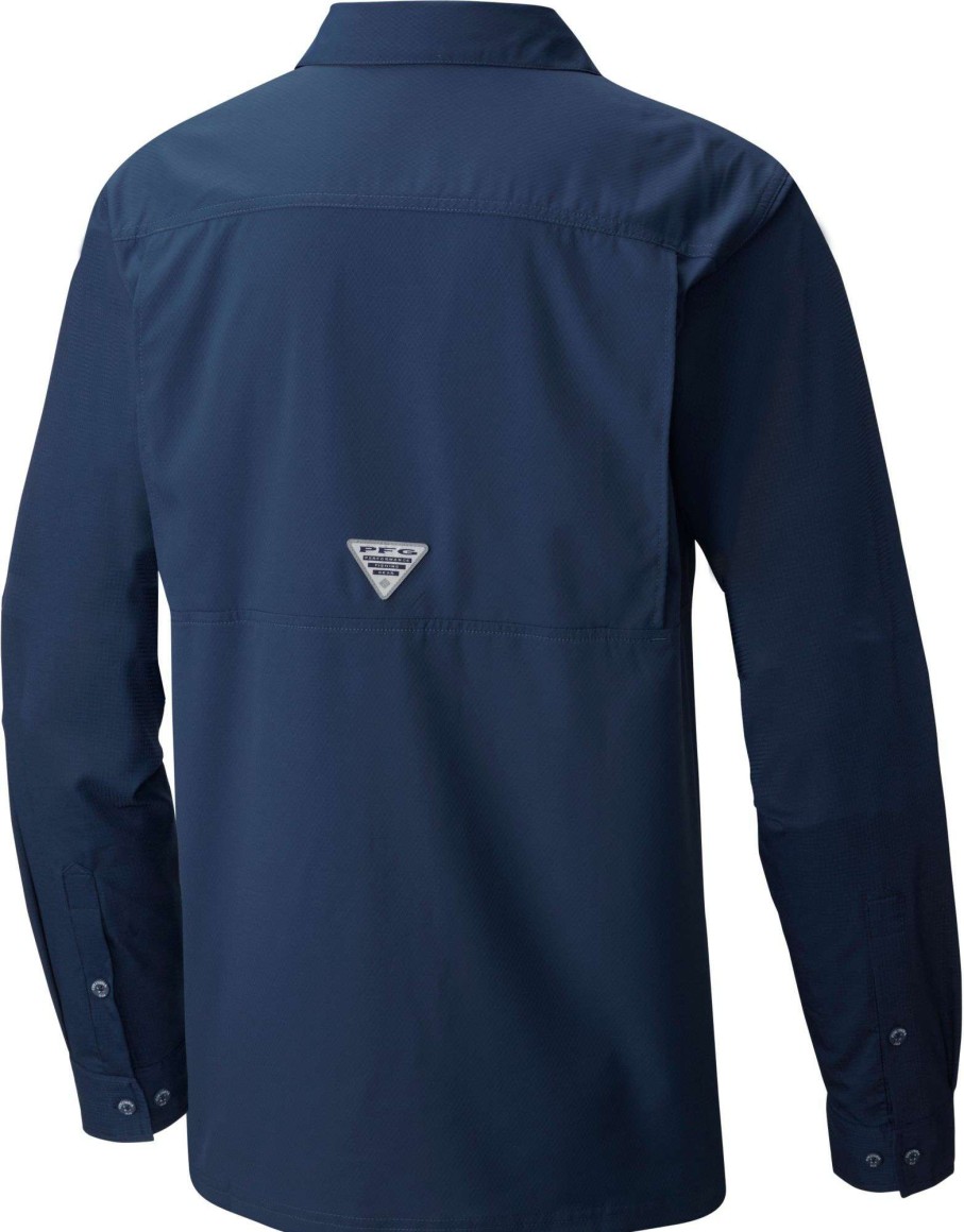 Shirts * | Columbia Men'S Cleveland Guardians Navy Slack Tide Long Sleeve T-Shirt