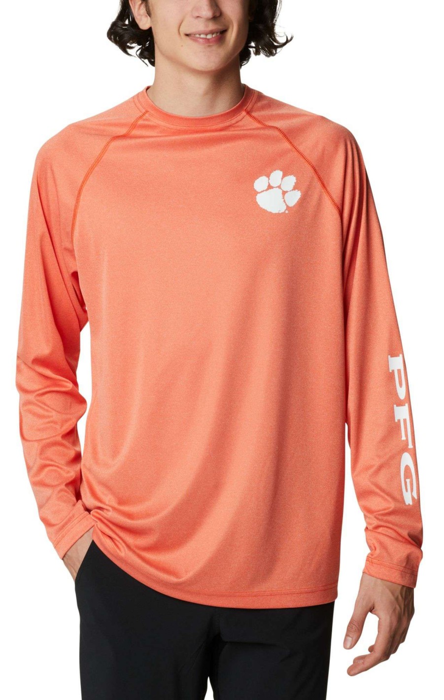 Shirts * | Columbia Men'S Clemson Tigers Orange Terminal Tackle Long Sleeve T-Shirt