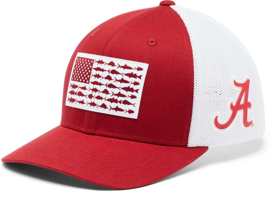 Hats * | Columbia Men'S Alabama Crimson Tide Crimson Pfg Flag Mesh Fitted Hat