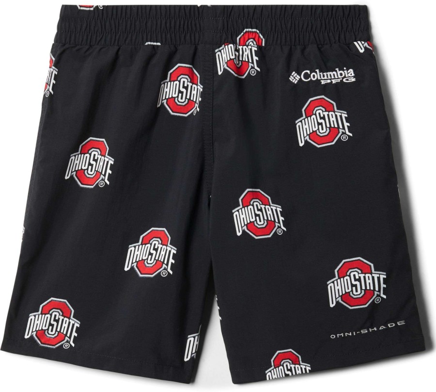 Shorts * | Columbia Youth Ohio State Buckeyes Backcast Printed Performance Black Shorts For Boys'