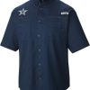 Shirts * | Columbia Men'S Dallas Cowboys Tamiami Navy Button Up Shirt