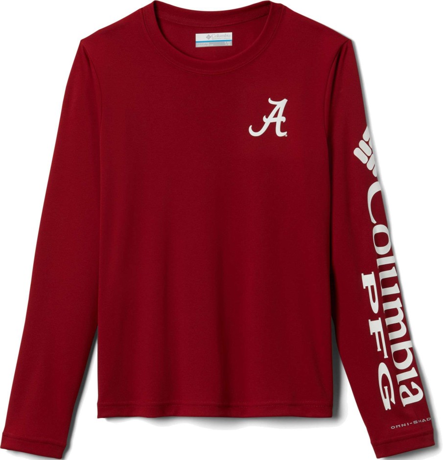 Shirts * | Columbia Youth Alabama Crimson Tide Crimson Terminal Tackle Long Sleeve T-Shirt For Girls'