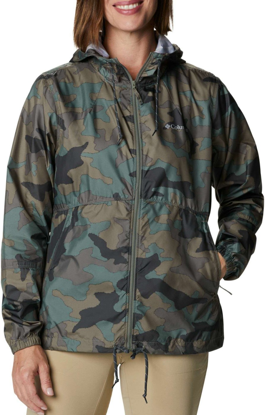 Jackets * | Columbia Women'S Flash Forward Windbreaker Jacket Cypress Trad Camo Print