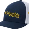 Hats * | Columbia Men'S West Virginia Mountaineers Blue/White Pfg Mesh Fitted Hat