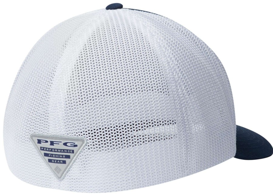 Hats * | Columbia Men'S West Virginia Mountaineers Blue/White Pfg Mesh Fitted Hat