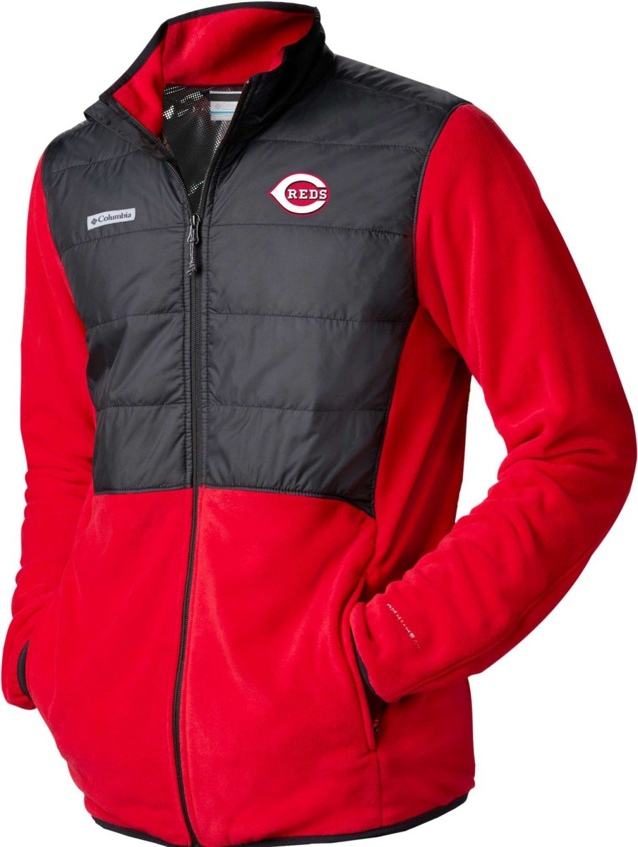 Jackets * | Columbia Men'S Cincinnati Reds Red Full-Zip Fleece Jacket