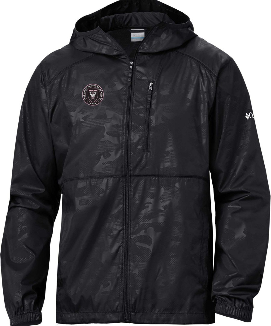 Jackets * | Columbia Inter Miami Cf Black Flash Forward Camo Windbreaker For Men