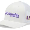 Hats * | Columbia Men'S Lsu Tigers Pfg Mesh Fitted White Hat