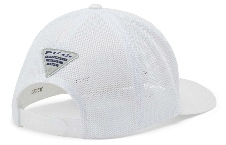 Hats * | Columbia Men'S Lsu Tigers Pfg Mesh Fitted White Hat