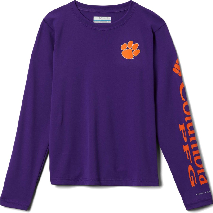 Shirts * | Columbia Youth Clemson Tigers Regalia Terminal Tackle Long Sleeve T-Shirt For Boys'