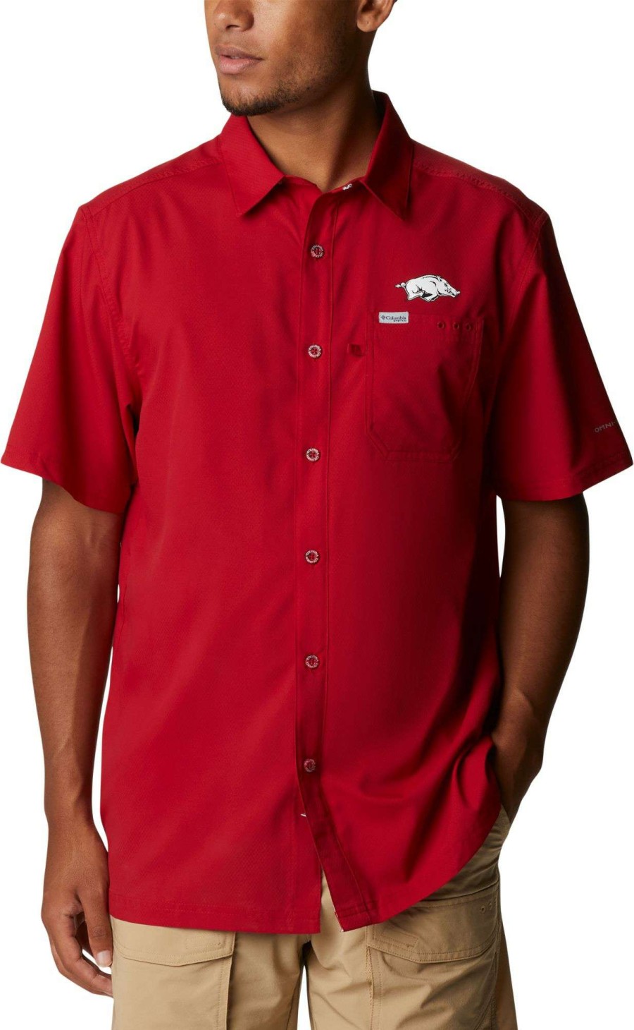 Shirts * | Columbia Men'S Arkansas Razorbacks Cardinal Slack Tide Button-Down Shirt