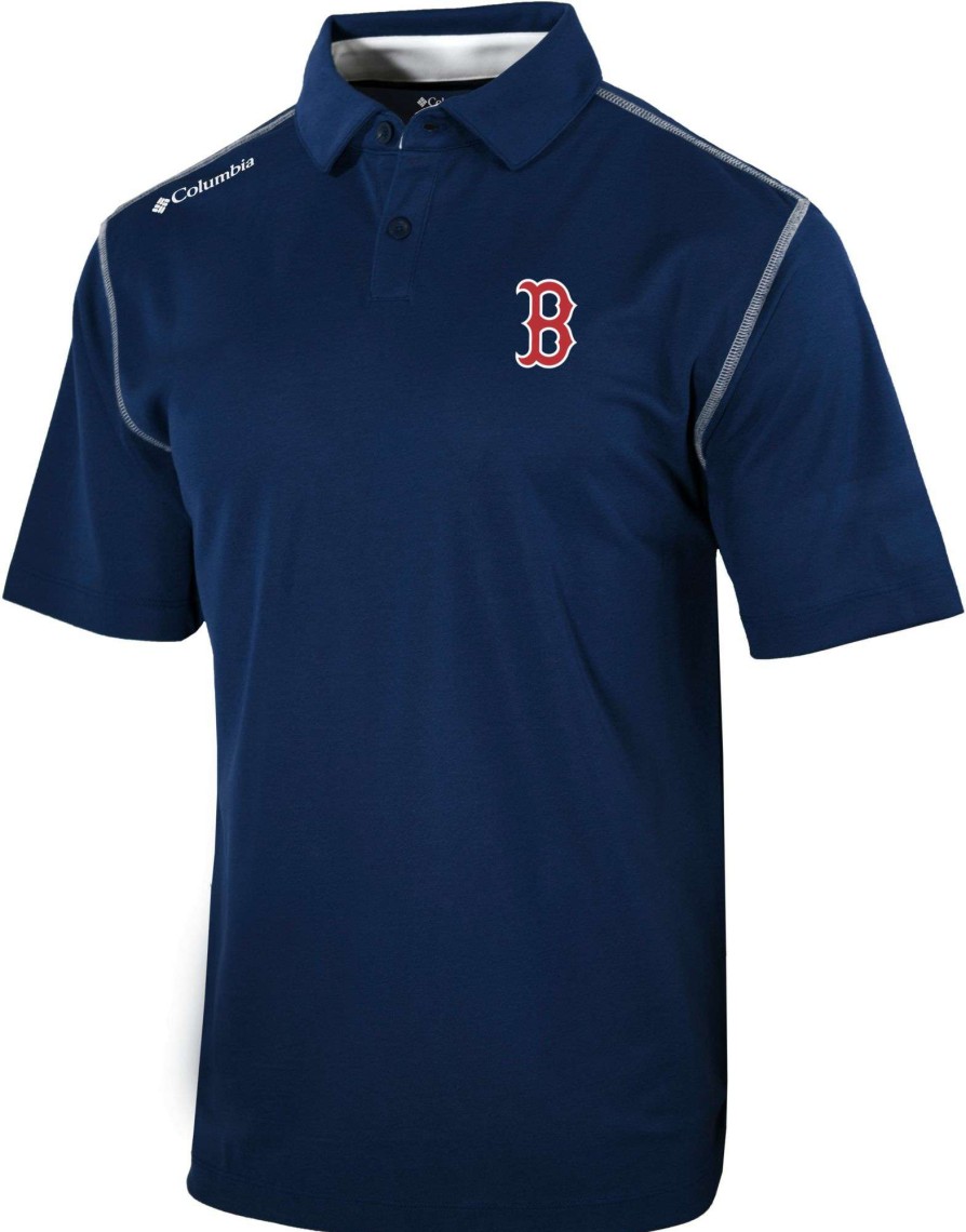 Shirts * | Columbia Men'S Boston Red Sox Navy Shotgun Polo