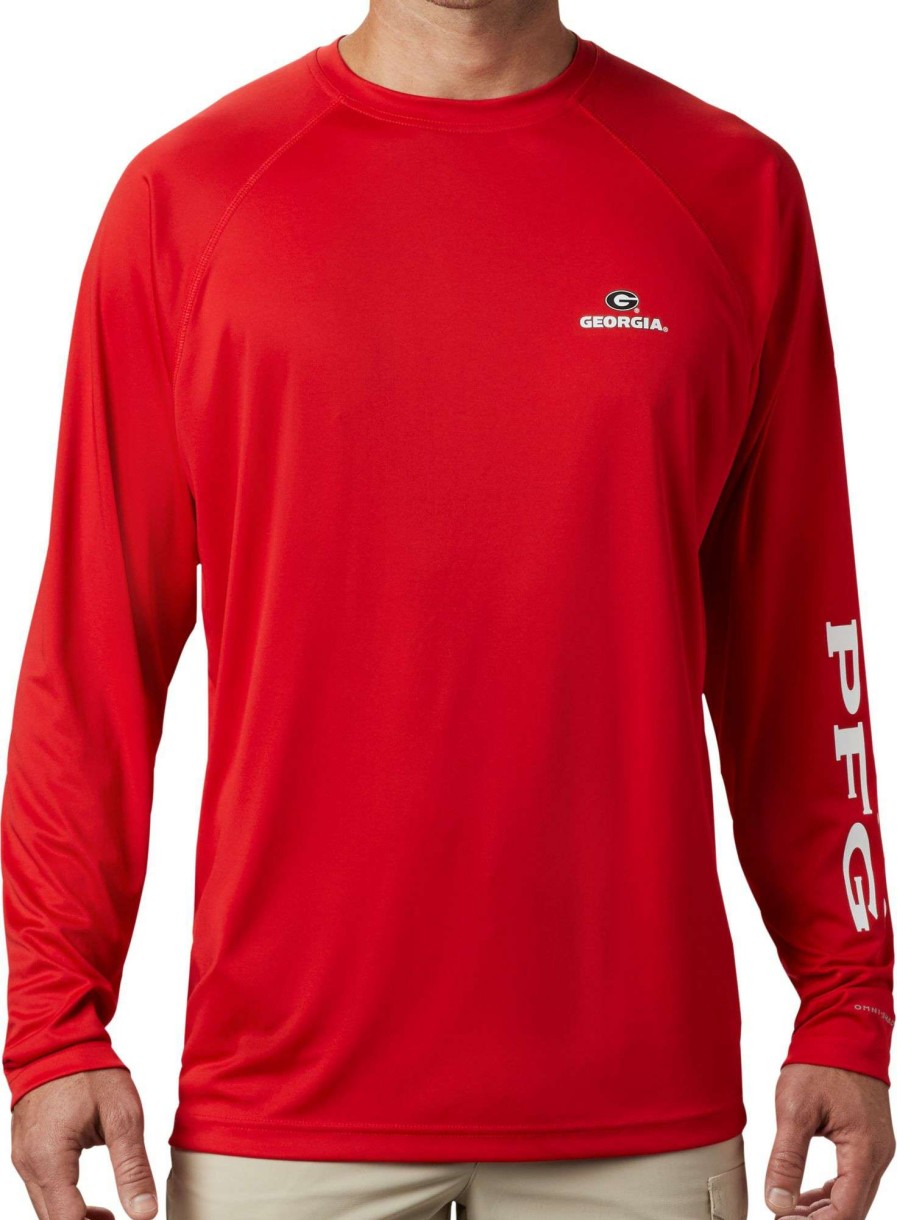 Shirts * | Columbia Men'S Georgia Bulldogs Red Terminal Tackle Long Sleeve T-Shirt