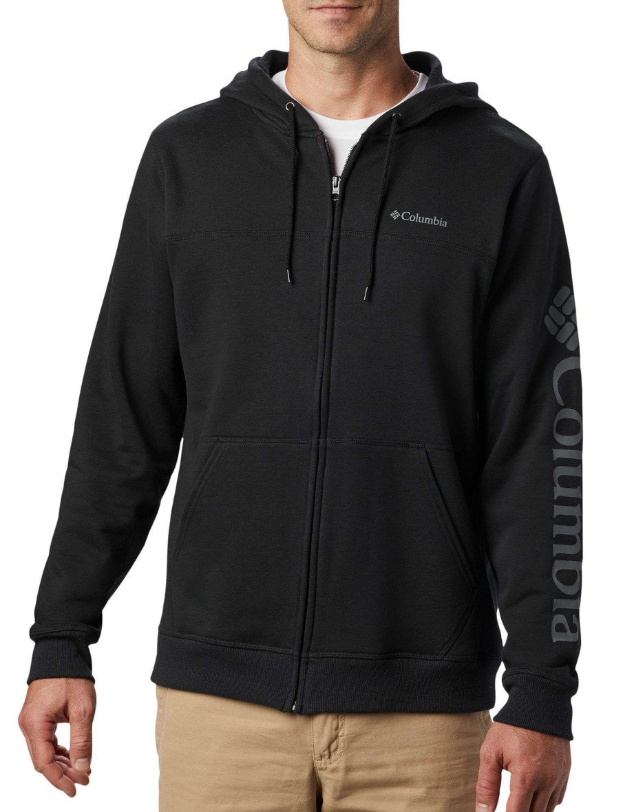 Sweatshirts * | Columbia Men'S Graphic Fleece Full-Zip Hoodie Black/City Grey