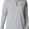 Jackets * | Columbia Men'S Texas Longhorns Grey Pfg Terminal Tackle Quarter-Zip Pullover Shirt