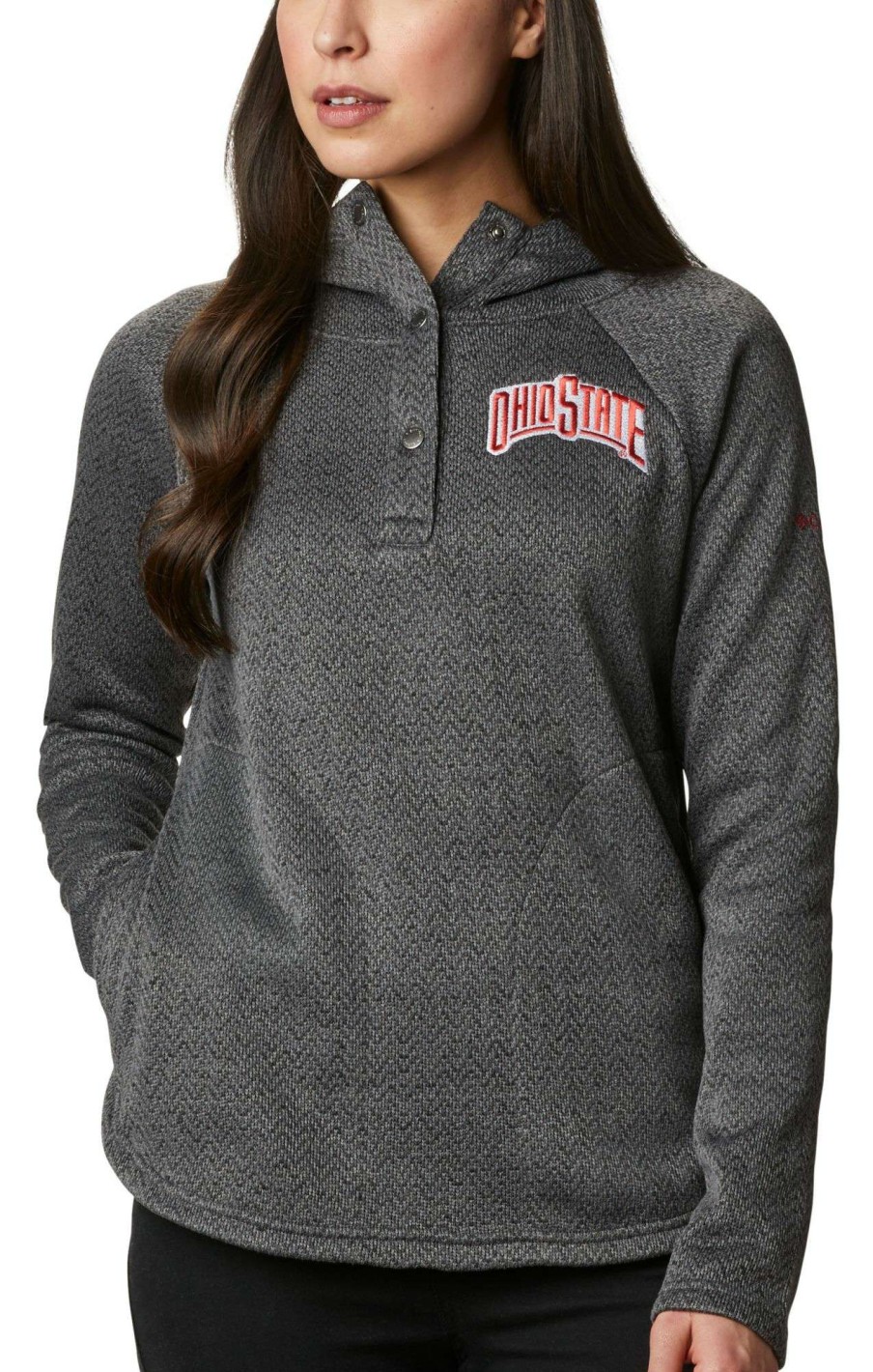 Sweatshirts * | Columbia Women'S Ohio State Buckeyes Darling Days Half-Snap Black Hoodie