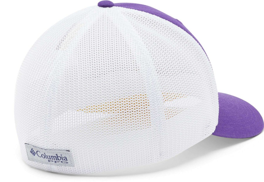 Hats * | Columbia Men'S Lsu Tigers Purple Pfg Flag Mesh Fitted Hat