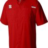 Shirts * | Columbia Men'S Nc State Wolfpack Red Tamiami Short Sleeve Button Down Shirt