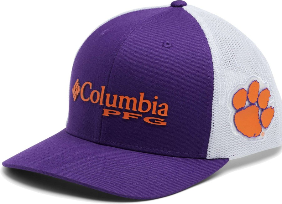 Hats * | Columbia Men'S Clemson Tigers Orange Pfg Mesh Fitted Hat