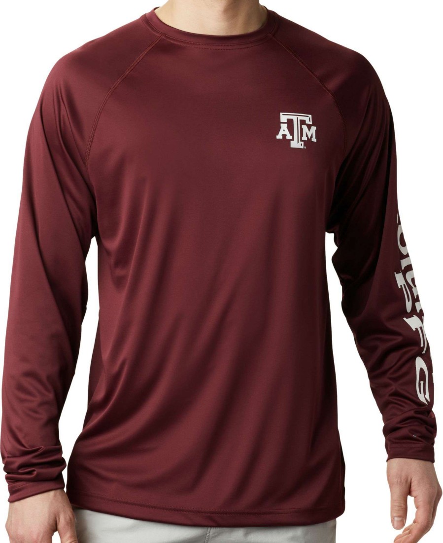 Shirts * | Columbia Men'S Texas A&M Aggies Maroon Terminal Tackle Long Sleeve T-Shirt