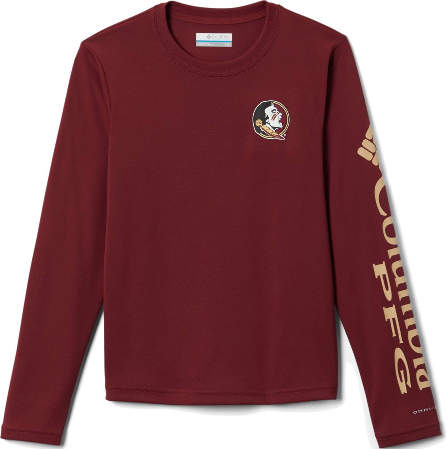 Shirts * | Columbia Youth Florida State Seminoles Garnet Terminal Tackle Long Sleeve T-Shirt For Boys'