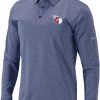 Shirts * | Columbia Men'S Cleveland Guardians Navy Pin High Long Sleeve Polo