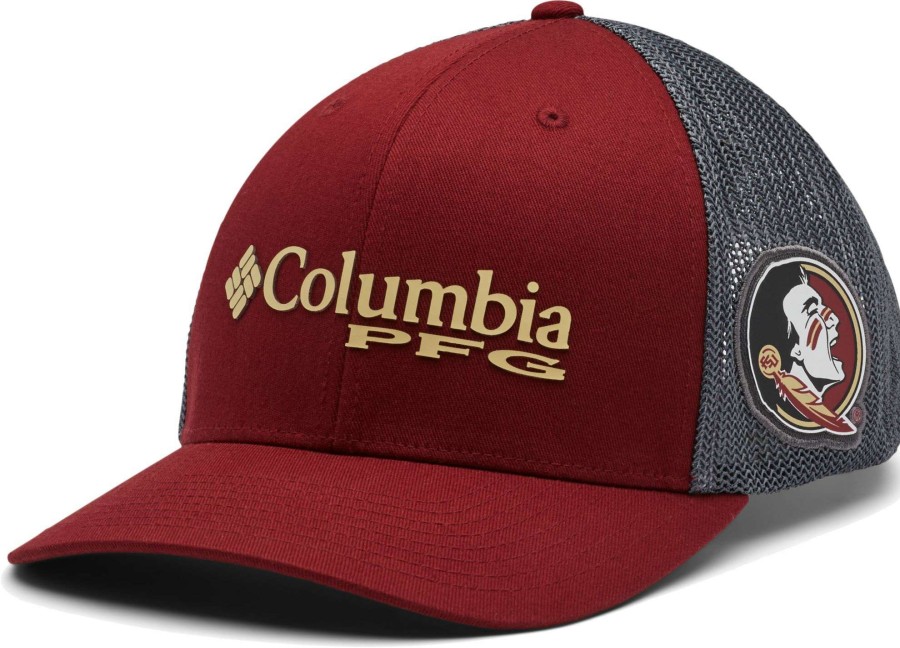 Hats * | Columbia Men'S Florida State Seminoles Garnet Pfg Mesh Fitted Hat