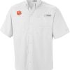 Shirts * | Columbia Men'S Clemson Tigers White Tamiami Performance Shirt