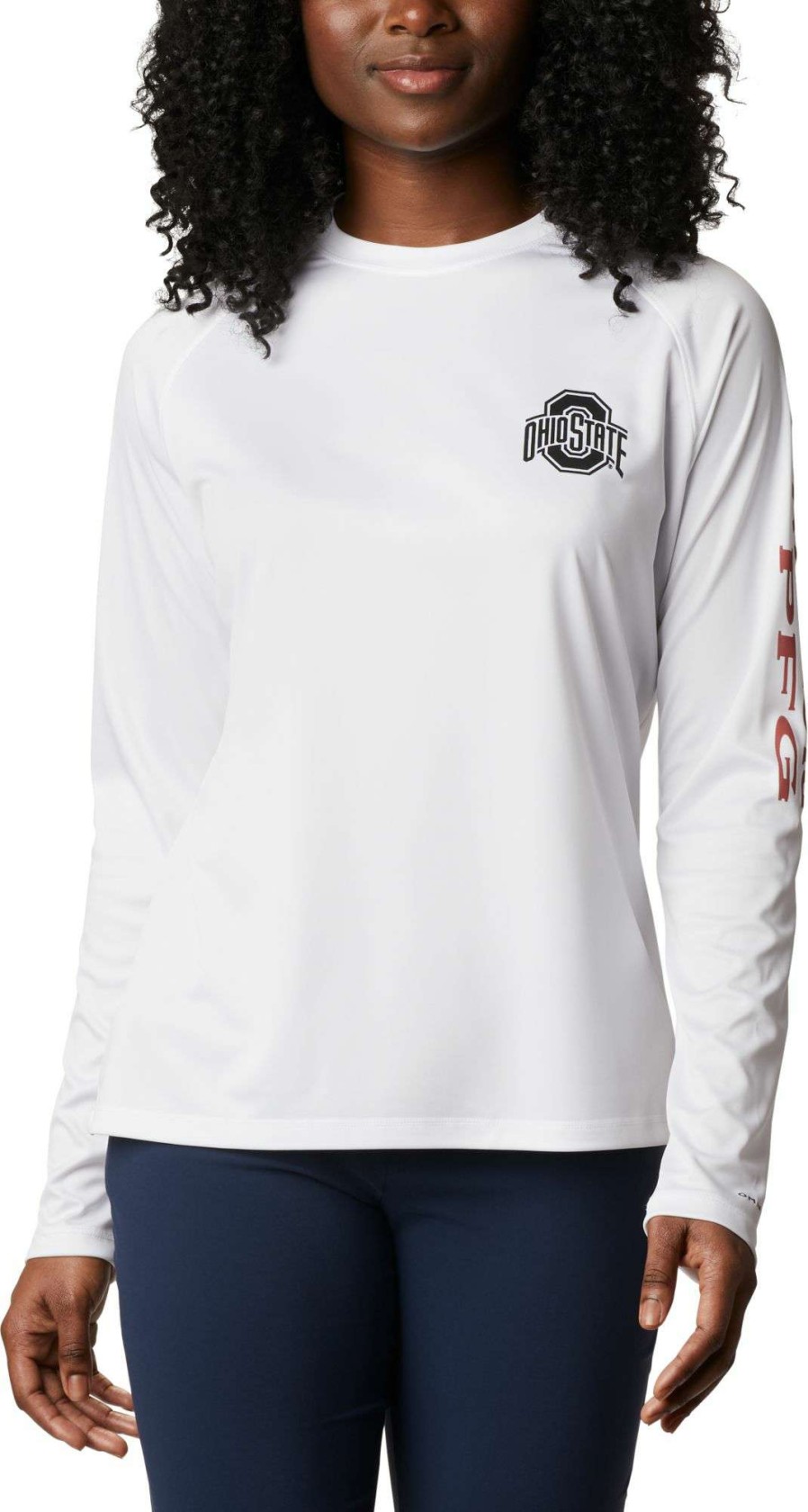 Shirts * | Columbia Women'S Ohio State Buckeyes Tidal Long Sleeve White T-Shirt