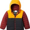 Jackets * | Columbia Little Boys' Powder Lite Hooded Jacket Shark/Flame Ornge/Rd Jspr