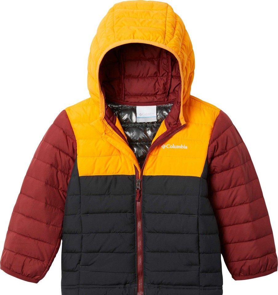 Jackets * | Columbia Little Boys' Powder Lite Hooded Jacket Shark/Flame Ornge/Rd Jspr