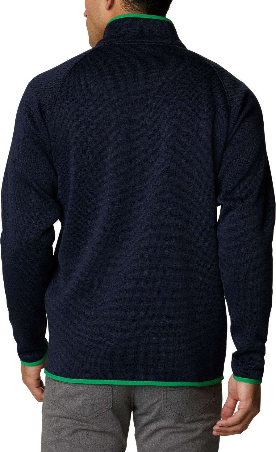 Jackets * | Columbia Men'S Notre Dame Fighting Irish Navy Clg Canyon Point Sweater Fleece 1/2 Zip