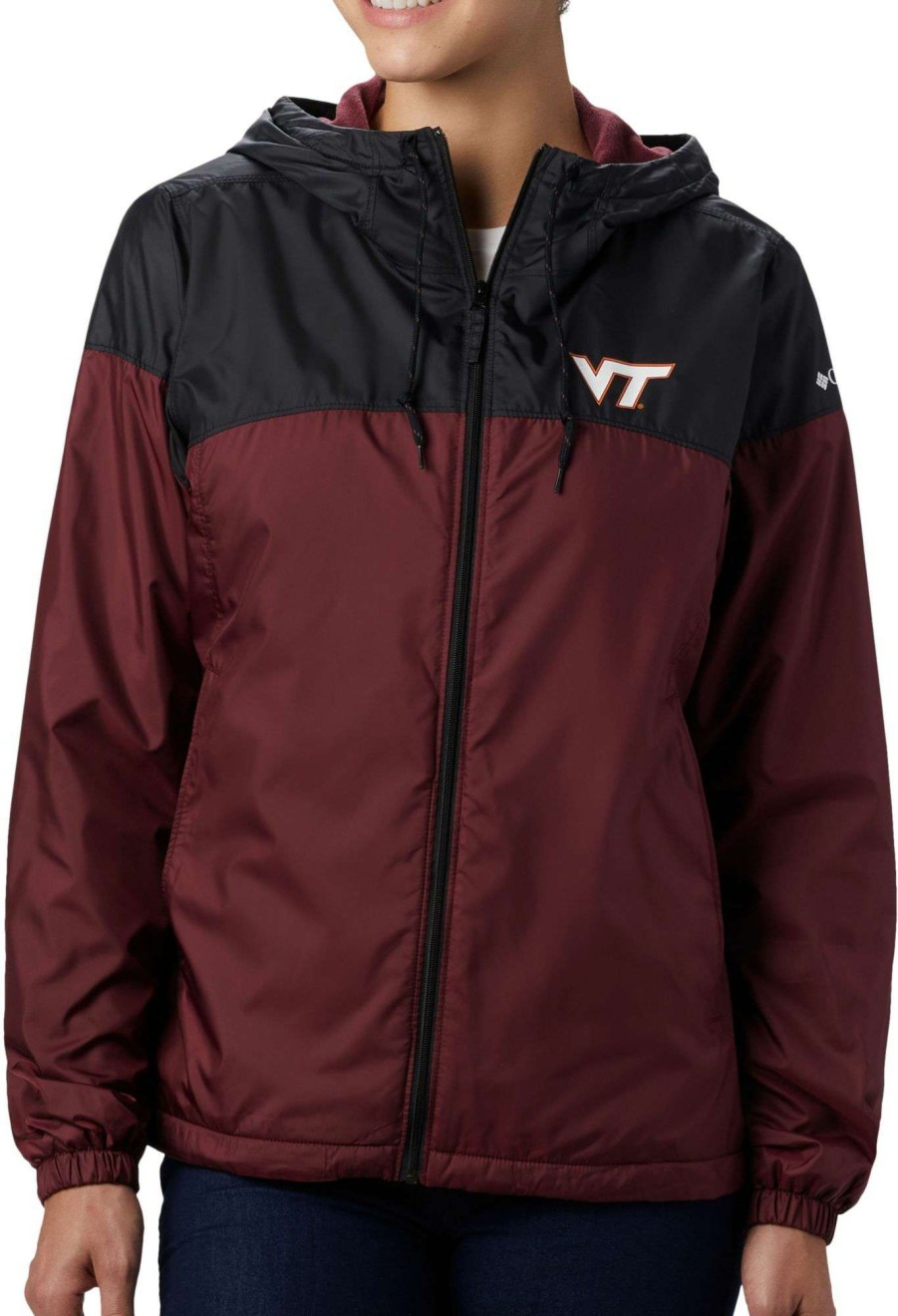 Jackets * | Columbia Women'S Virginia Tech Hokies Black/Maroon Clg Flash Forward Lined Jacket