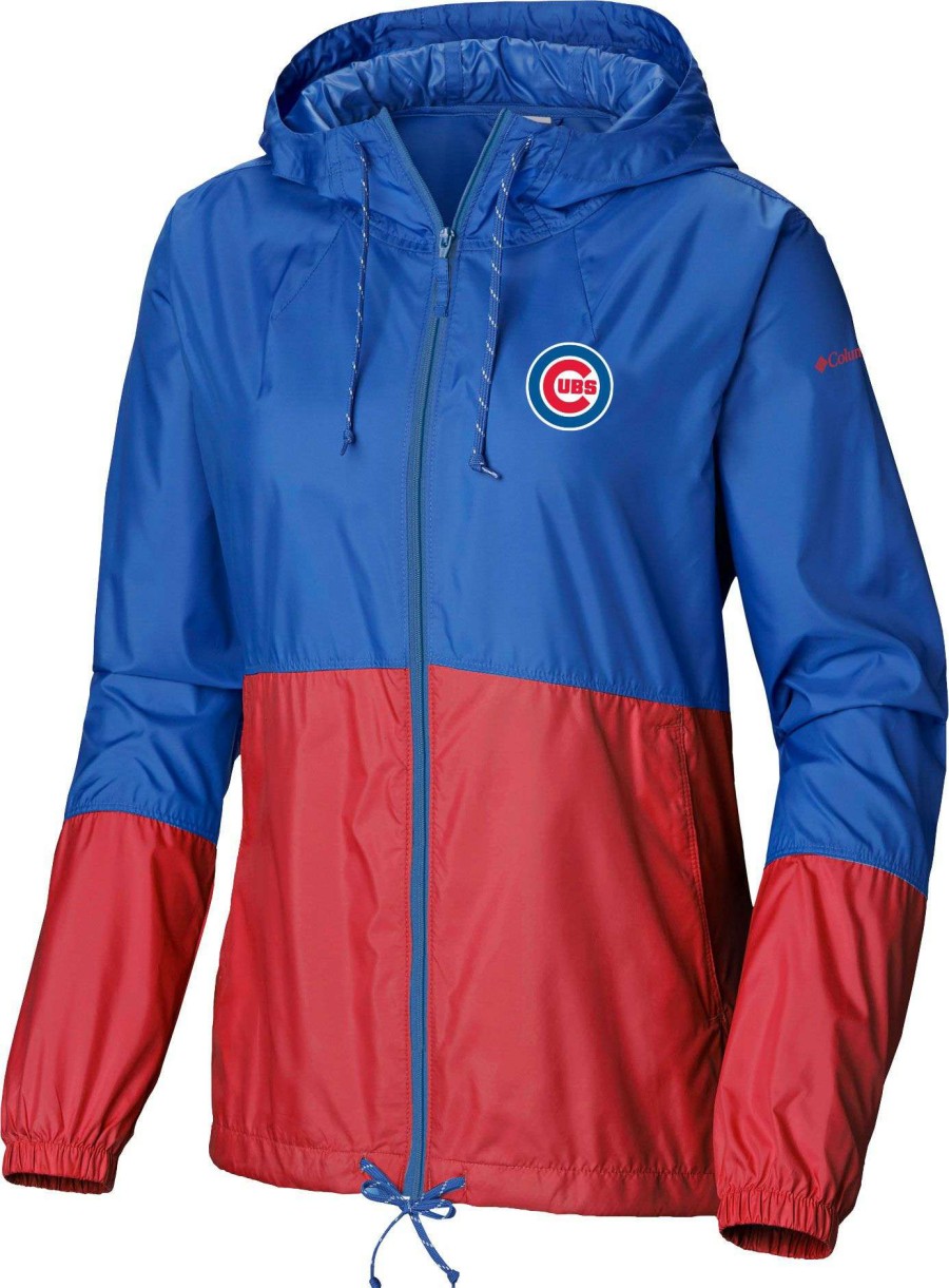 Jackets * | Columbia Women'S Chicago Cubs Blue Flash Forward Windbreaker