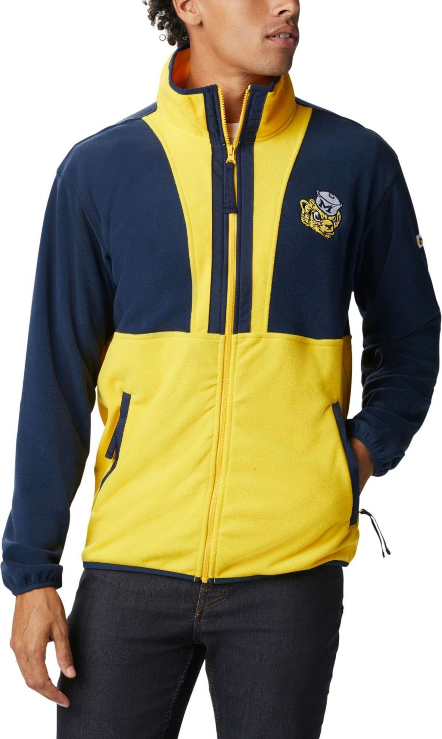 Jackets * | Columbia Men'S Michigan Wolverines Blue Back Bowl Full-Zip Fleece Jacket