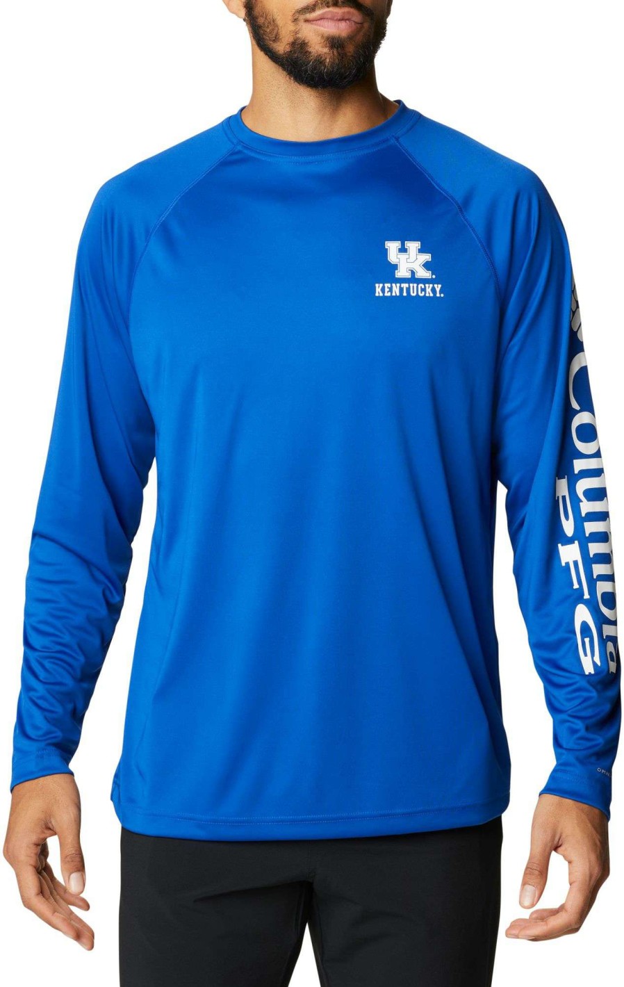 Shirts * | Columbia Men'S Kentucky Wildcats Blue Terminal Tackle Long Sleeve T-Shirt