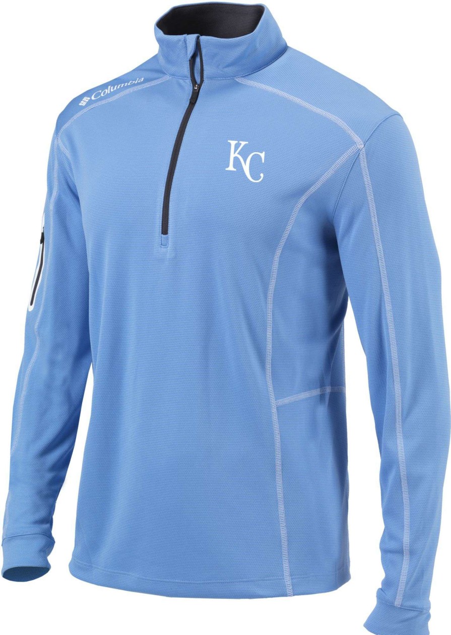 Jackets * | Columbia Men'S Kansas City Royals White Shotgun Quarter-Zip Shirt